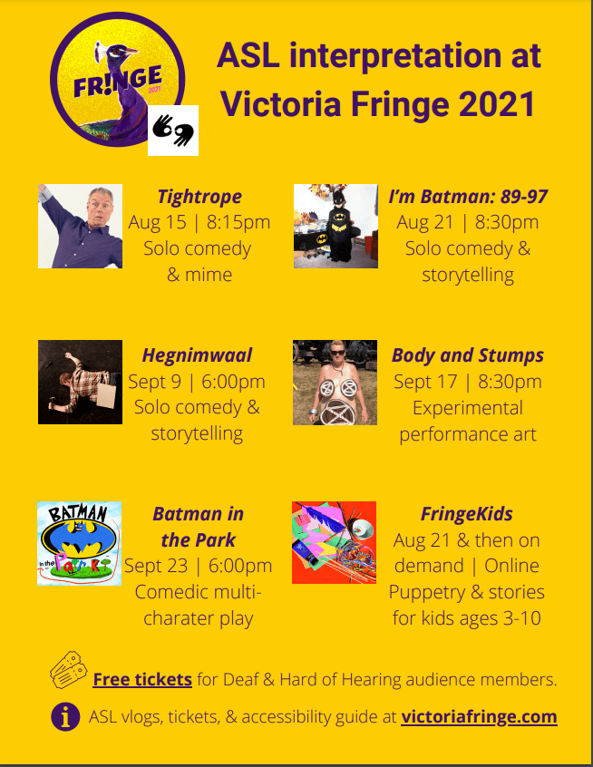 ASL Interpretation at the Victoria Fringe Festival