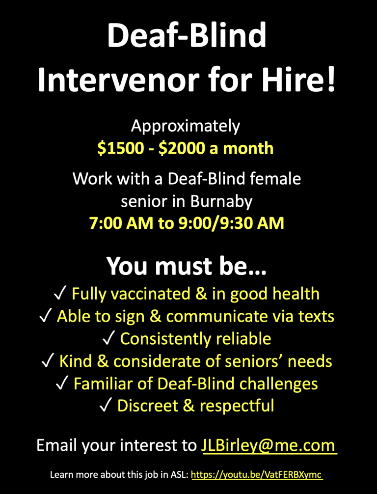 Deaf-Blind Intervenor for Hire!
