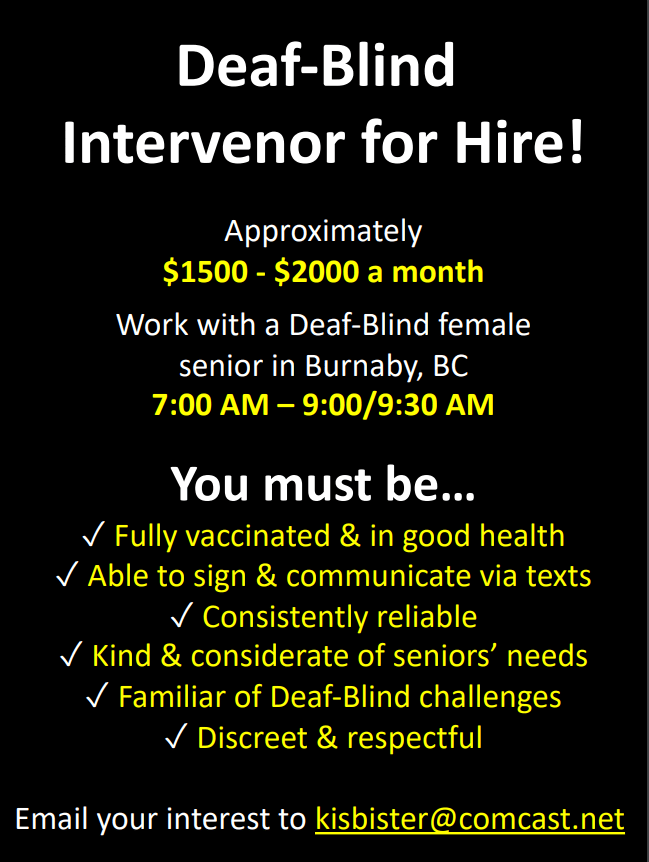 Deaf-Blind Intervenor for Hire