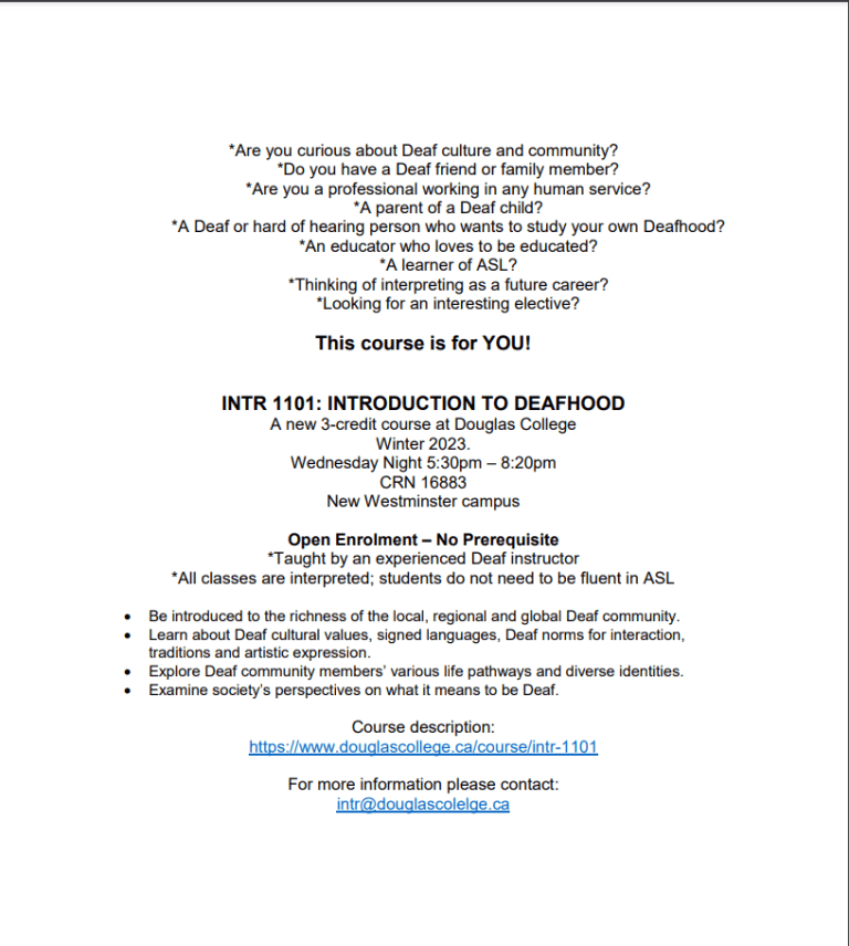 NEW Douglas College INTR Course!