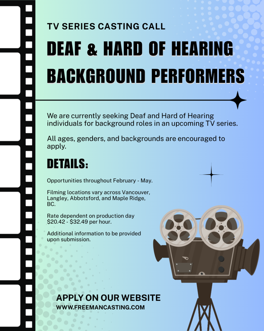 Television Series - Background Casting Opportunity Flyer Television Series - Background Casting Opportunity Flyer