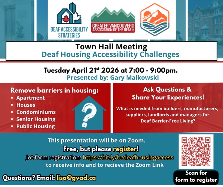 GVAD & BCAD Host: Town Hall on Deaf Housing Accessibility Challenges