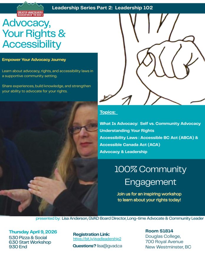 Leadership 102 Workshop: Your Rights & Accessibility flyer Leadership 102 Workshop: Your Rights & Accessibility flyer