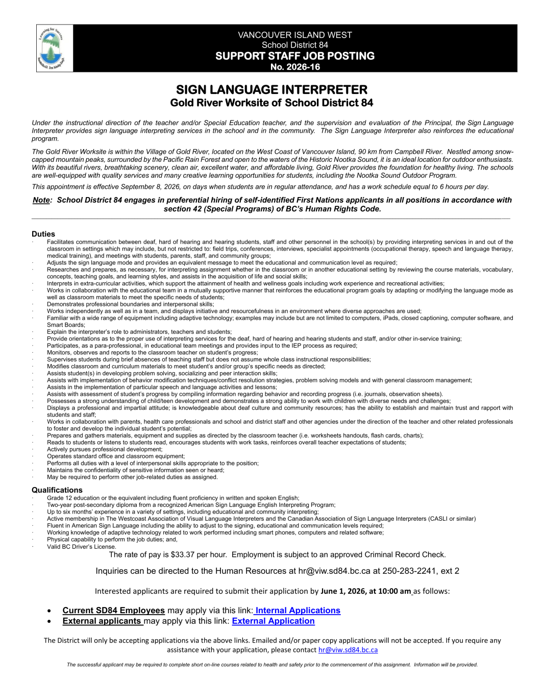 CUPE Posting - 2026-16 - Sign Language Interpreter - GR Worksite - June 2026 (1)_annotated