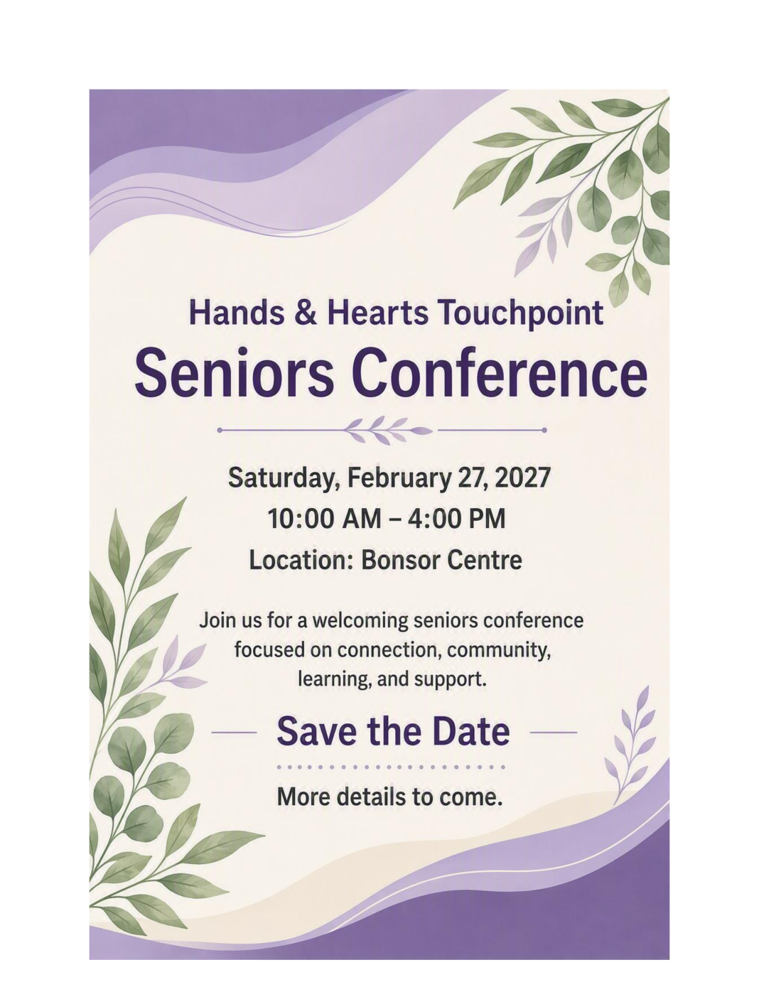 Hands & Hearts Touchpoint Seniors Conference 2027 Flyer